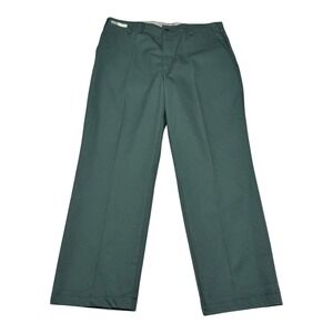 Vintage Red Kap Sta-Down Straight Leg Pleated Hunter Green Pants Mens 37x29 FLAW